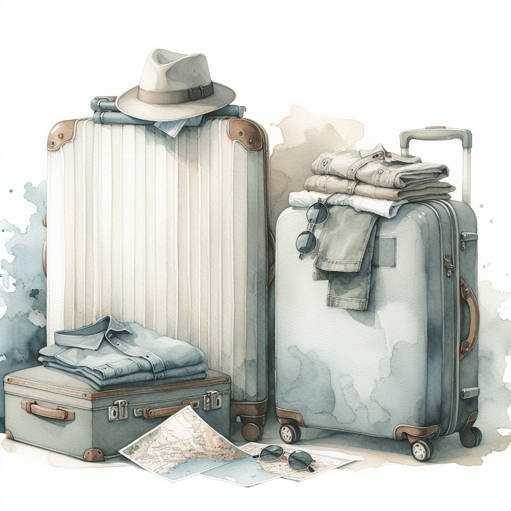 Watercolour illustration in cool off-white, slate mist, eucalyptus sage, and dusty rust tones for the Questions to ask on your first holiday together pack.