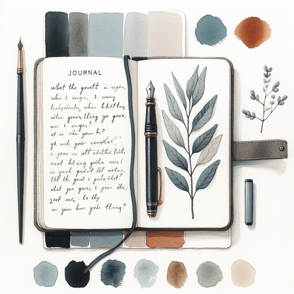 Watercolour illustration in cool off-white, slate mist, eucalyptus sage, and dusty rust tones for the Questions to ask your boyfriend to know him better pack.